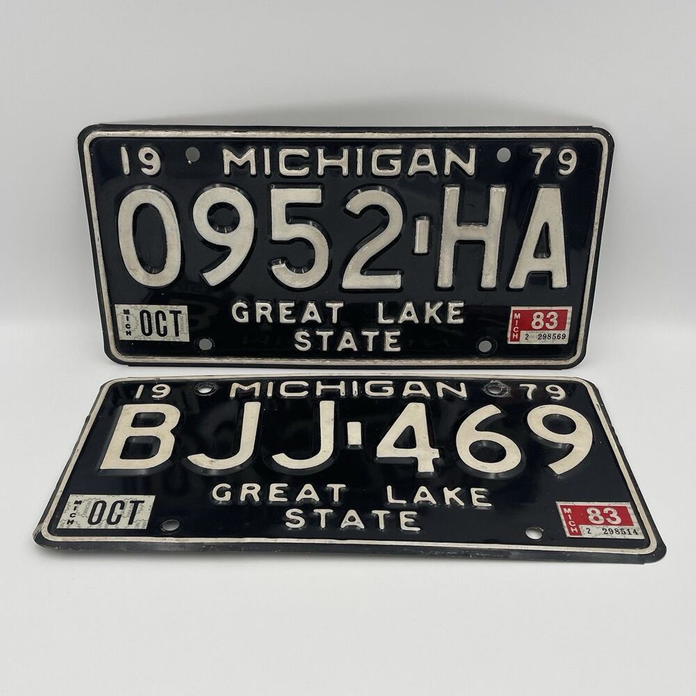 Vintage 1979 Michigan Great Lakes State License Plate Bundle Lot